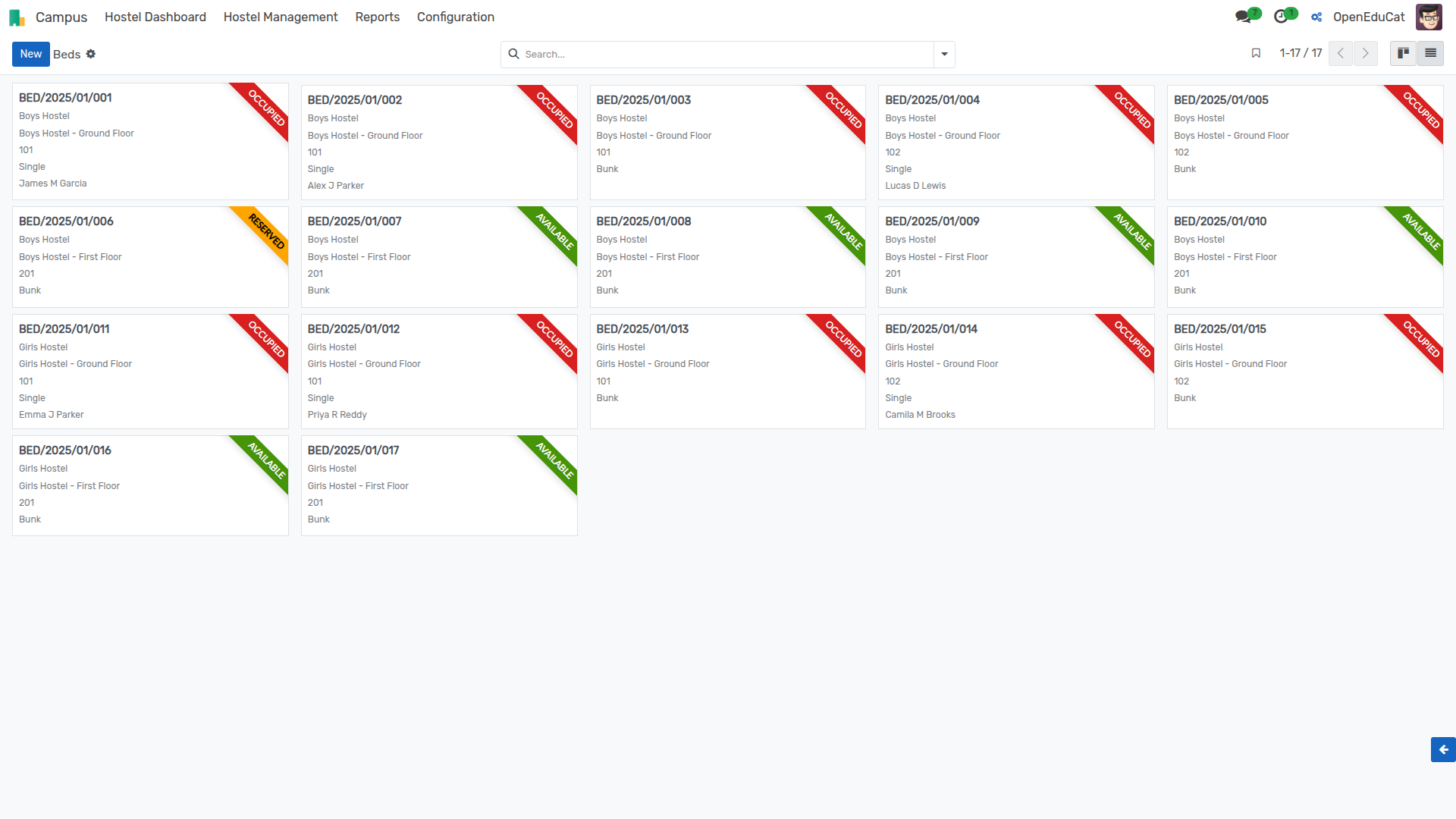 Bed Status Kanban View