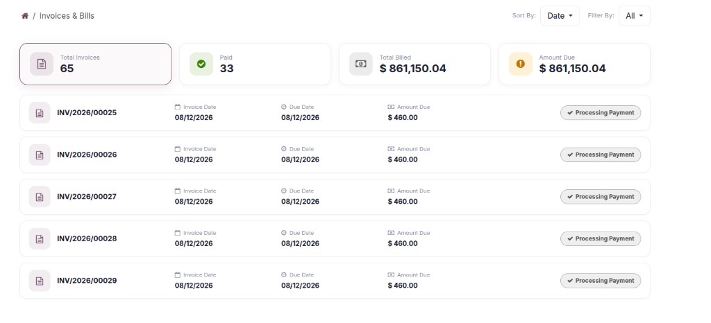 Fees Statements on Portal Home