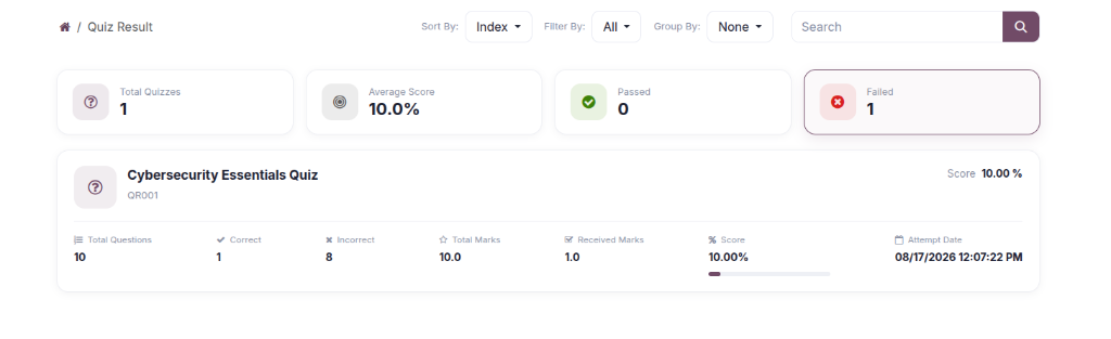 Student Portal Result View