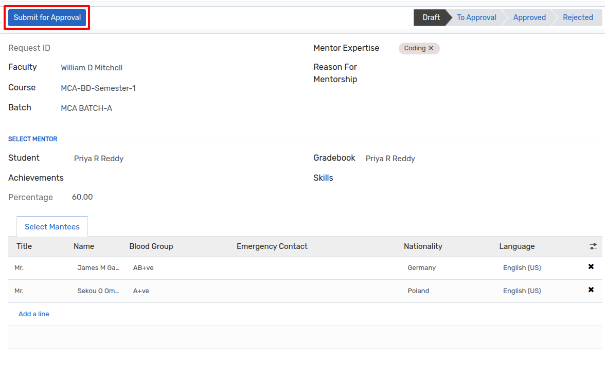 New mentorship allocation form