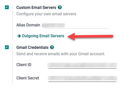 Configurar servidores de correo electrónico salientes en Odoo.