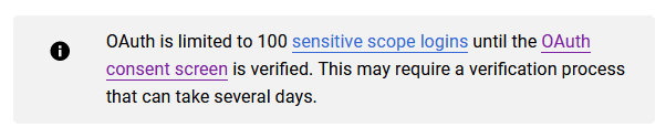 OAuth está limitado a 100 inicios de sesión de alcance confidencial.